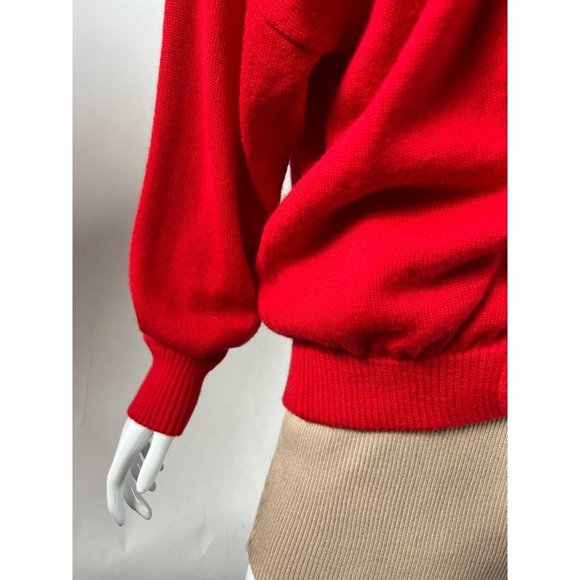 Vintage Laura Lorani Womens Cardigan Sweater Red Wool Surplice Long Sleeve EU 42 - Picture 3 of 12